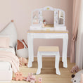 Load image into Gallery viewer, Joylike Girls Vanity set with mirror,wooden dressing table,Pretend play vanity table and chair set - Joylike