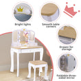 Load image into Gallery viewer, Joylike Girls Vanity set with mirror,wooden dressing table,Pretend play vanity table and chair set - Joylike