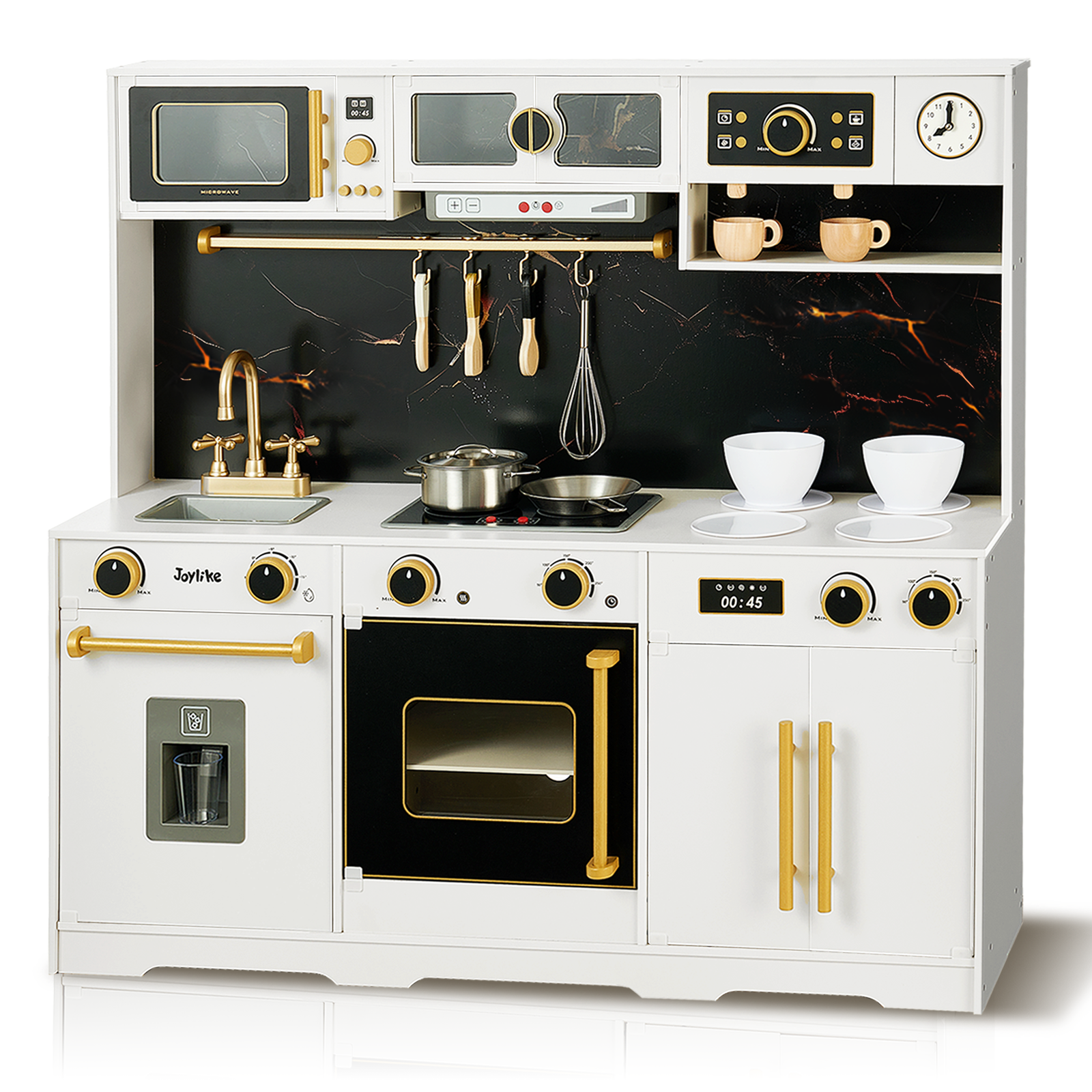 Joylike Black & White Wooden Realistic Kids Kitchen Playset - Joylike