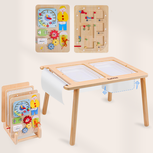 JoyLike Kids Table for Drawing and Sensory Play with 4 Montessori Activity Boards - Joylike