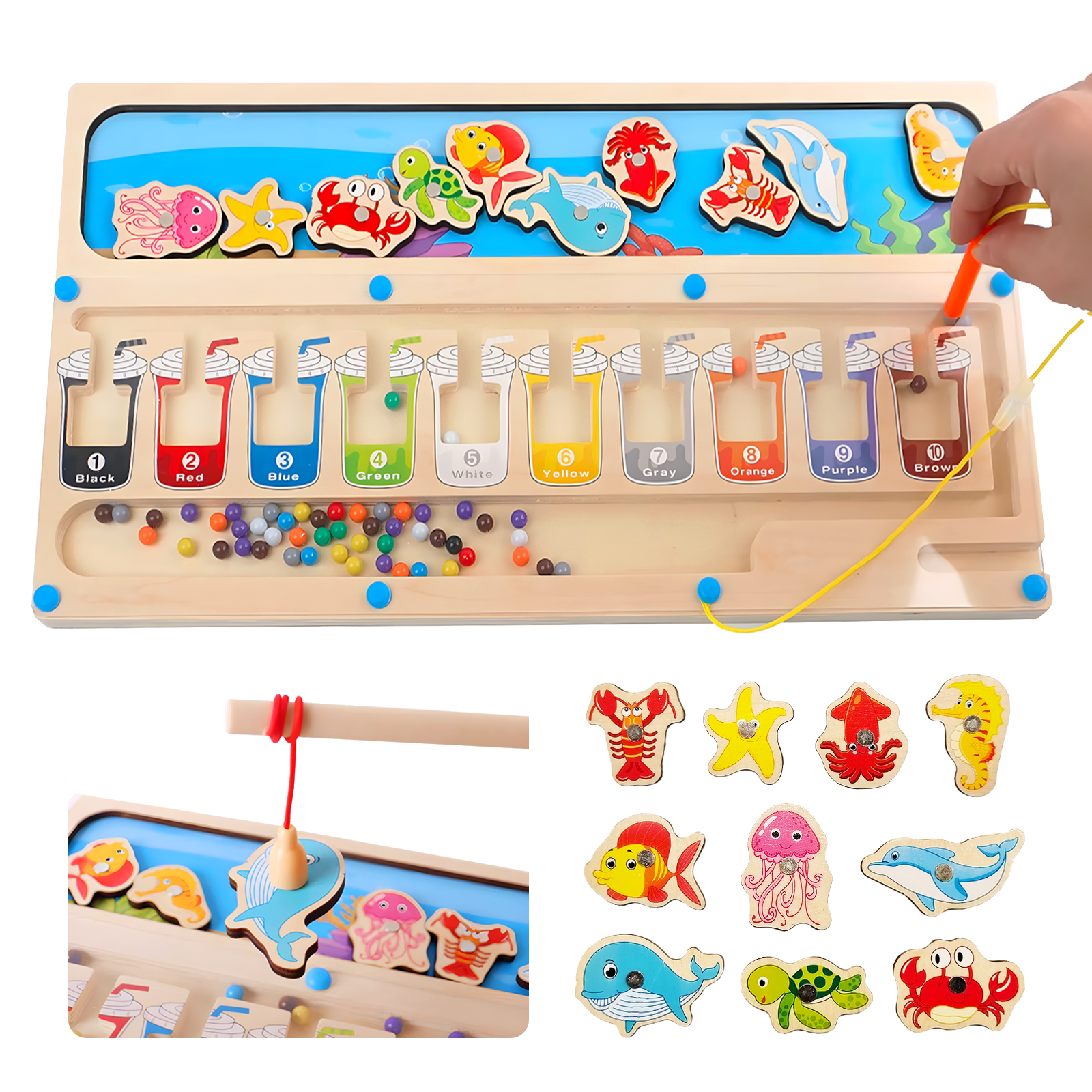 Joylike Wooden Color Matching Counting Puzzle for Toddlers Educational Fine Montessori Game Board - Joylike