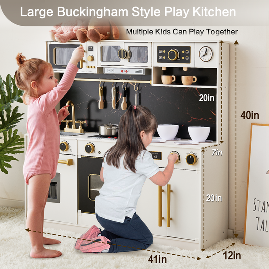 Joylike Black & White Wooden Realistic Kids Kitchen Playset - Joylike