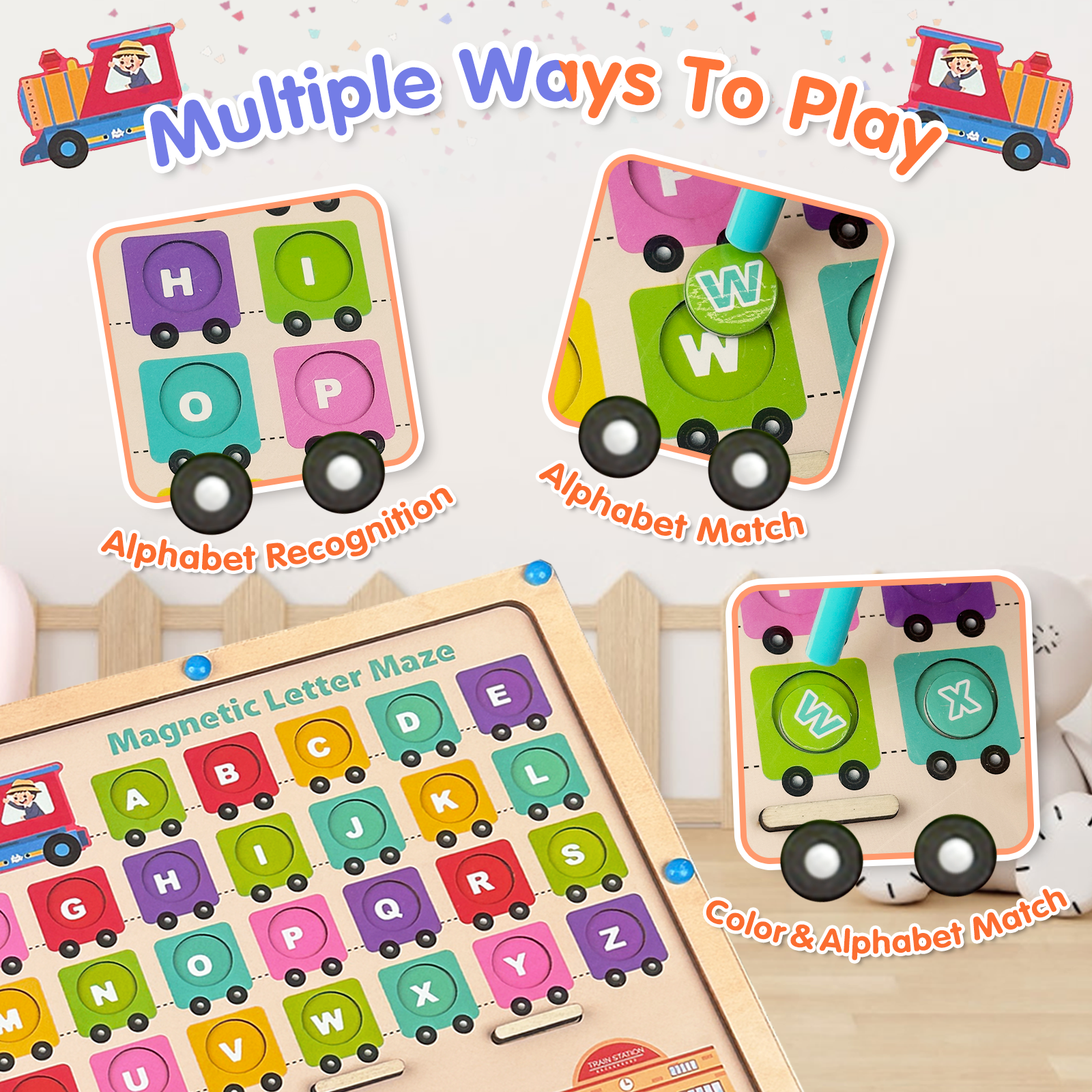 Joylike Wooden Color Matching Counting Puzzle for Toddlers Educational Fine Montessori Game Board - Joylike