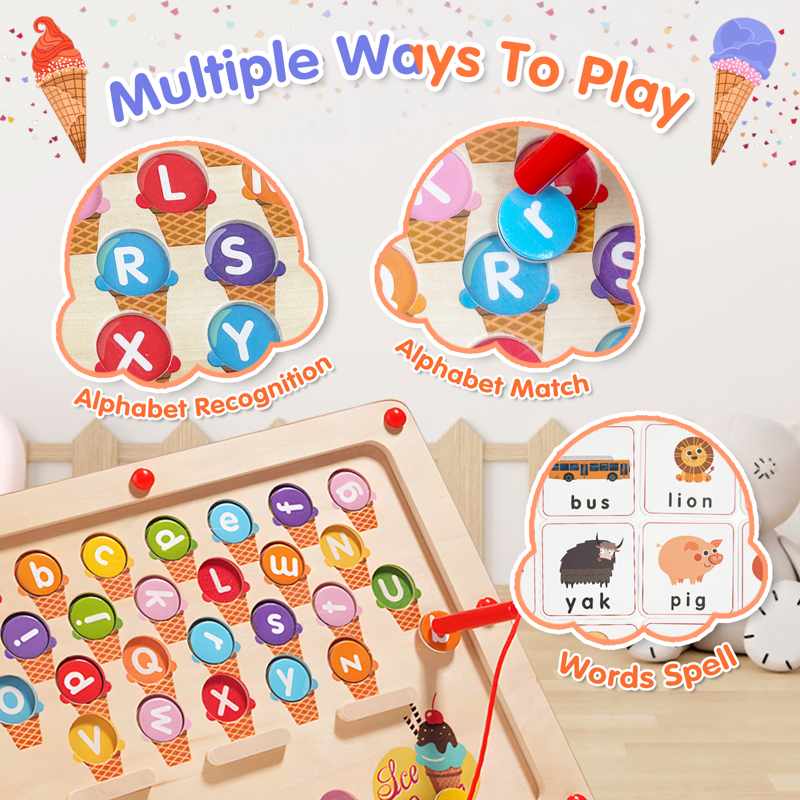 Joylike Wooden Color Matching Counting Puzzle for Toddlers Educational Fine Montessori Game Board - Joylike