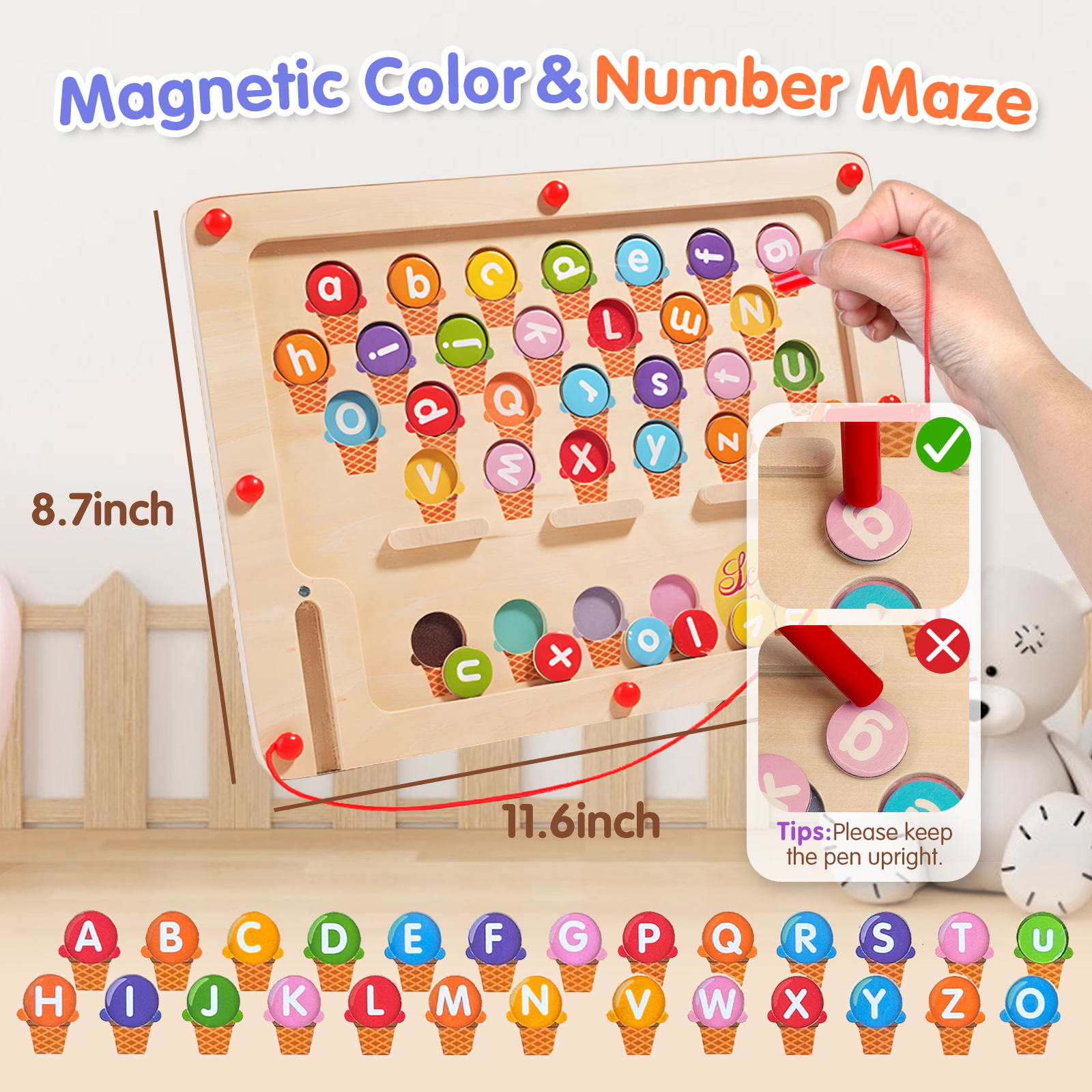Joylike Wooden Color Matching Counting Puzzle for Toddlers Educational Fine Montessori Game Board - Joylike