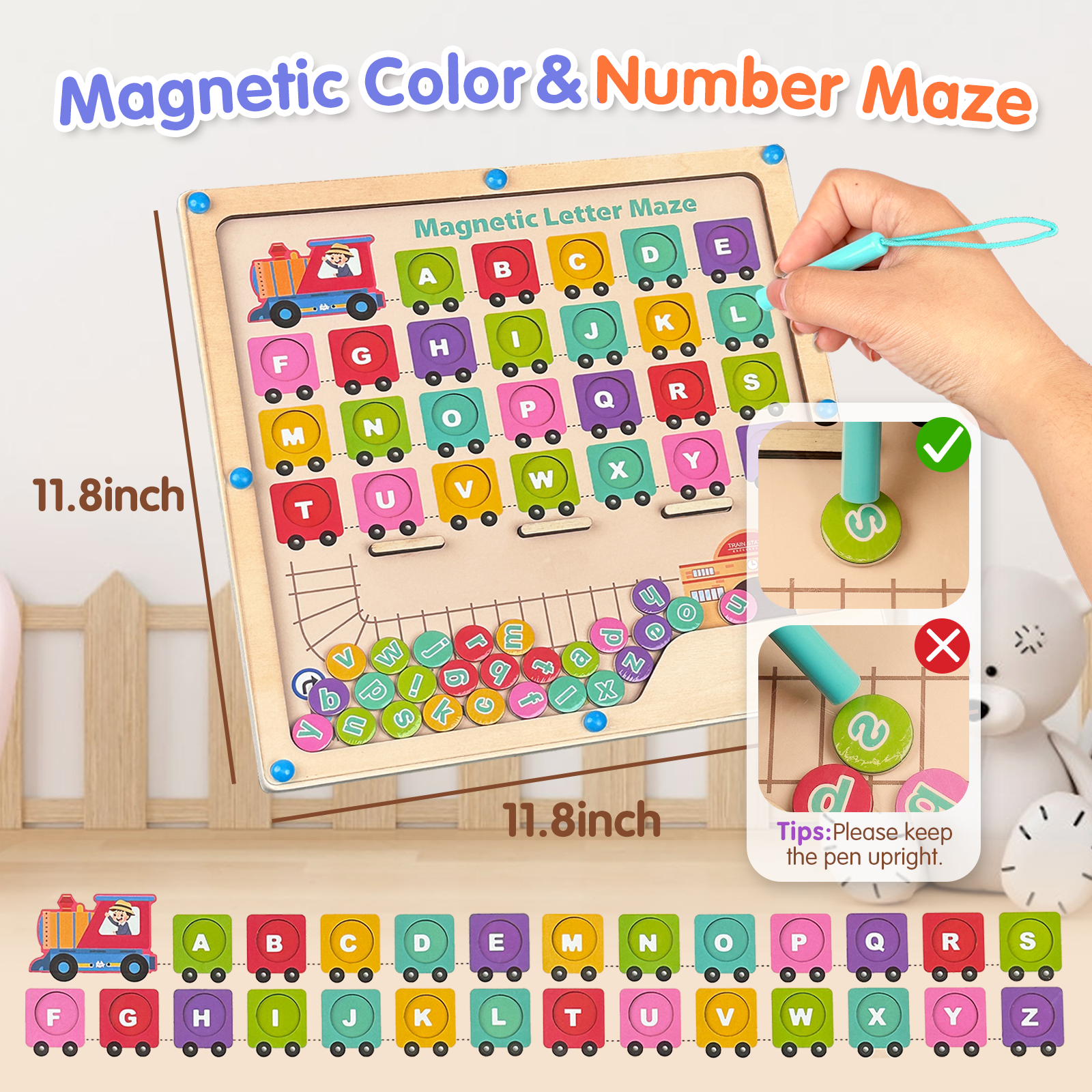 Joylike Wooden Color Matching Counting Puzzle for Toddlers Educational Fine Montessori Game Board - Joylike