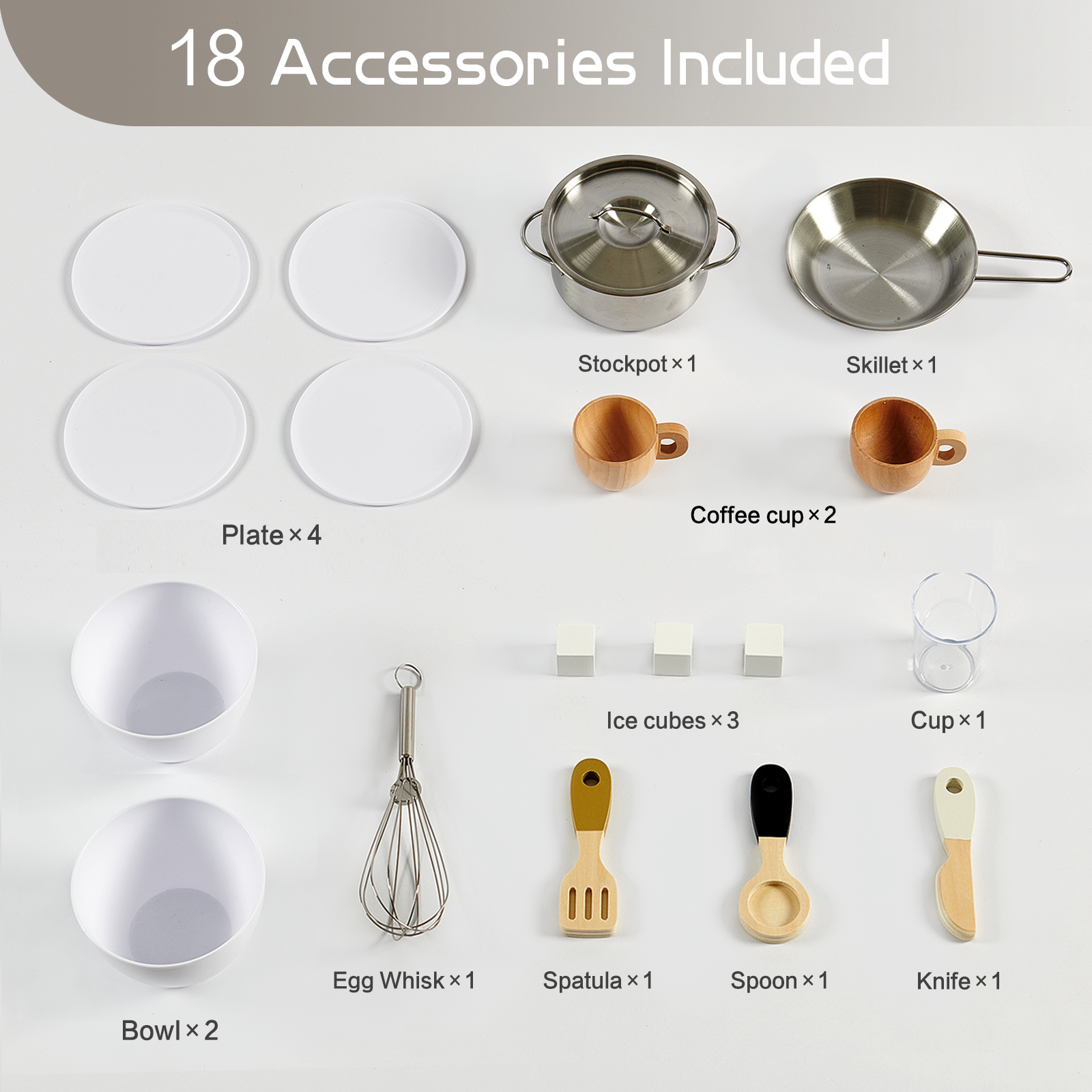 Joylike Black & White Wooden Realistic Kids Kitchen Playset - Joylike