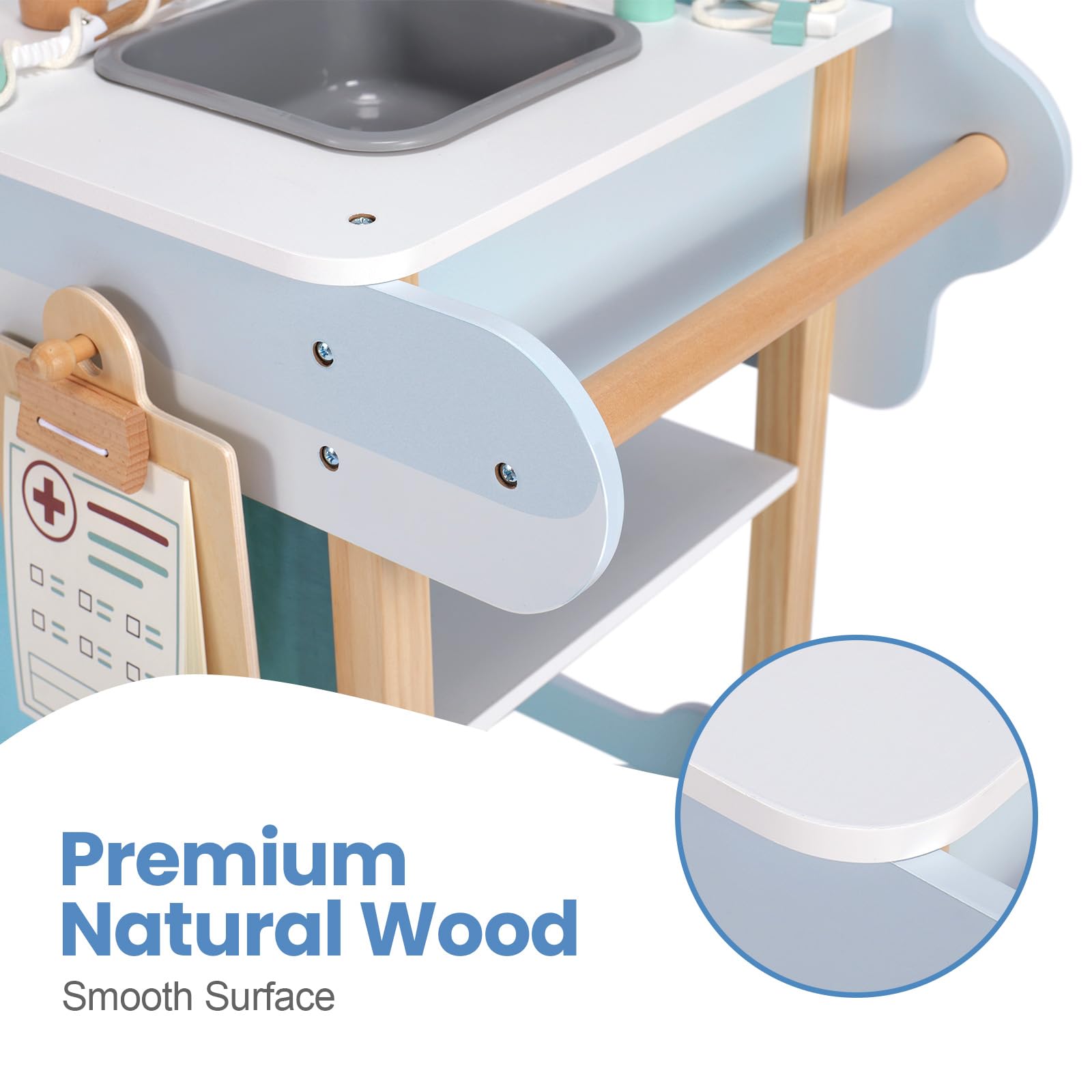 Joylike 15PCS Wooden Doctor Kits Dr Pretend Playset for Kids Ages 1-3 3-5 6-8 - Joylike