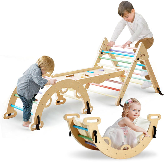 JoyLike Foldable Pikler Triangle Climbing Set - Montessori Kids Climbing Toys - Joylike