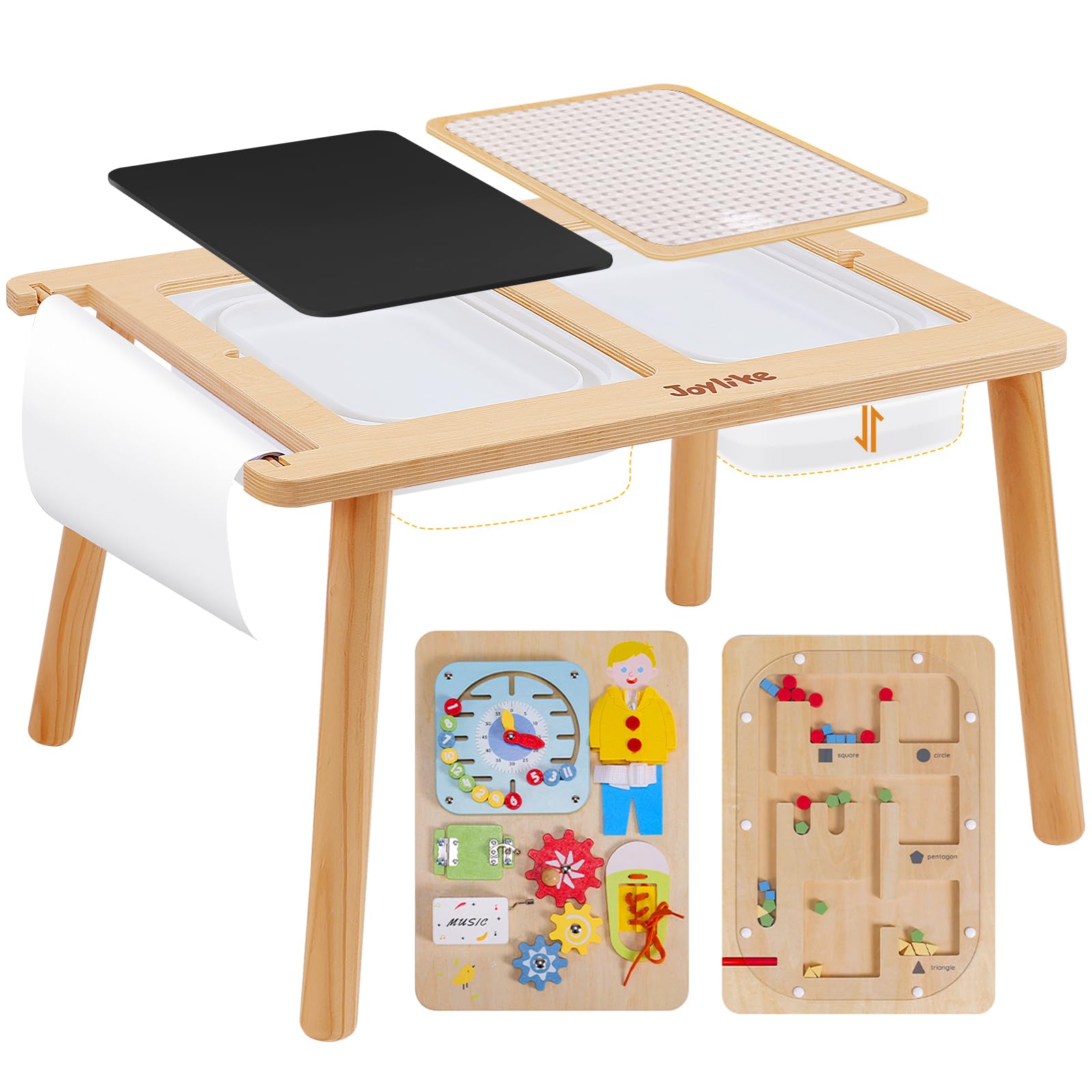 JoyLike Kids Table for Drawing and Sensory Play with 4 Montessori Activity Boards - Joylike