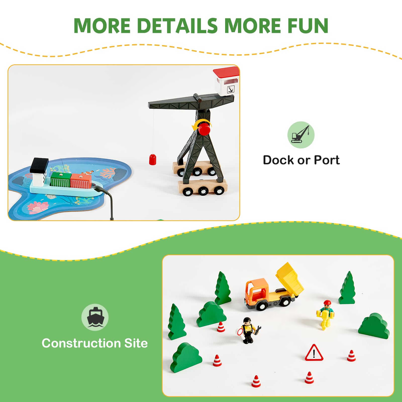 Joylike 153pcs Wooden Train Set, Toy Train for Boys & Girls - Joylike