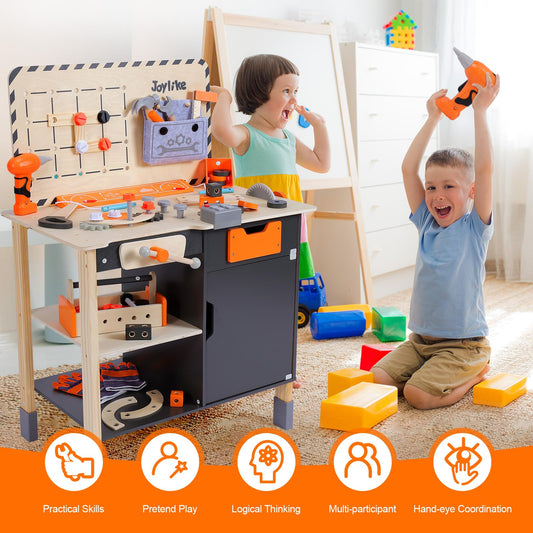 Joylike Kids Tool Set - Premium Wooden Toddler Tool Bench with Tools - Joylike